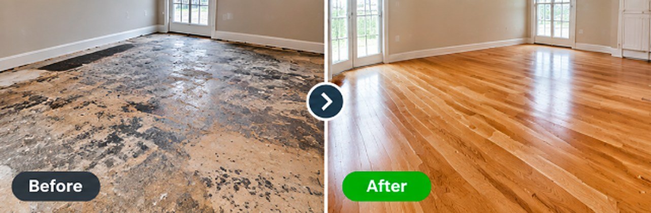 Before and after: New Hardwood Floor Installation by VIP Wood Flooring Los Angeles
